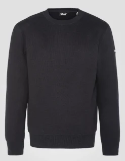 Pull militaire noir à col rond - NOIR