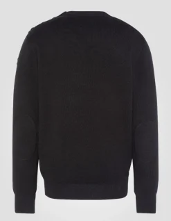 Pull militaire noir à col rond - NOIR