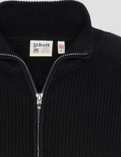 Pull zippé côtelé noir - NOIR