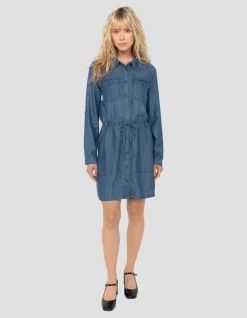 Robe casual indigo en tencel - INDIGO