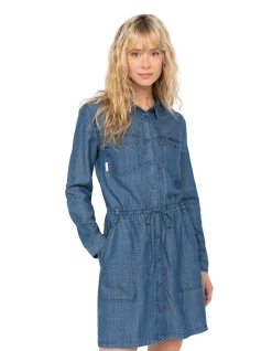Robe casual indigo en tencel - INDIGO
