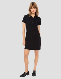 Robe polo rétro sport noire - NOIR