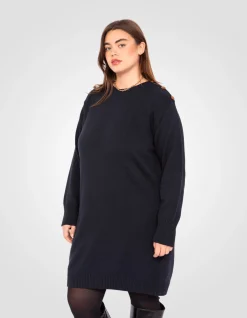 Robe pull bleu marine US NAVY, grande taille - MARINE