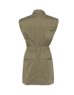 Robe saharienne kaki clair sans manches - KAKI CLAIR