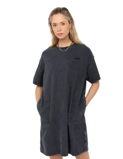 Robe t-shirt noire effet délavé - NOIR
