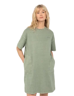 Robe t-shirt sage kaki effet délavé - SAGE KAKI