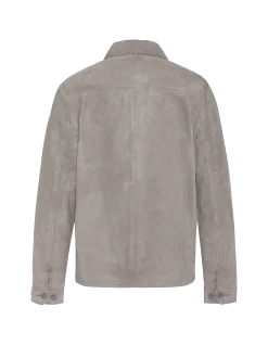 Surchemise worker gris clair, cuir de chèvre - GRIS CLAIR