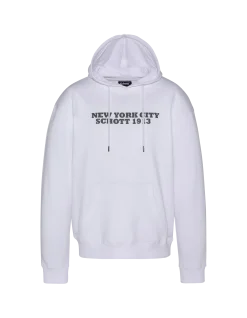Sweatshirt blanc imprimé à capuche - BLANC
