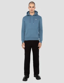 Sweatshirt bleu acier à capuche en molleton épais - BLEU ACIER