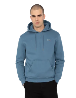 Sweatshirt bleu acier à capuche en molleton épais - BLEU ACIER