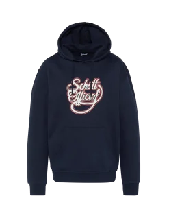 Sweatshirt bleu marine à capuche imprimé Schott Official - MARINE