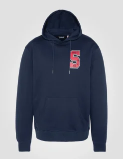 Sweatshirt bleu marine à capuche imprimé - MARINE