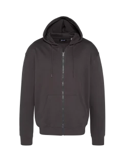Sweatshirt à capuche anthracite uni zippé - ANTHRACITE