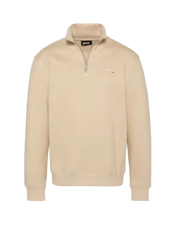 Sweatshirt col camionneur beige clair en molleton épais - BEIGE CLAIR