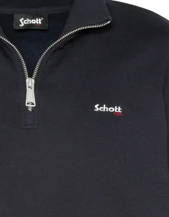 Sweatshirt col camionneur bleu marine en molleton épais - MARINE