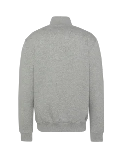 Sweatshirt col camionneur gris chiné en molleton épais - GRIS CHINÉ