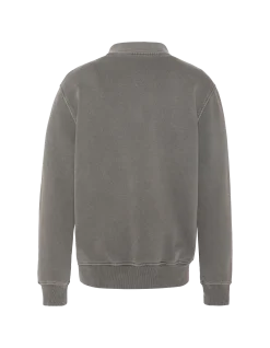 Sweatshirt col polo charbon, effet délavé - CHARBON