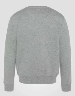 Sweatshirt col rond gris chiné en molleton épais - GRIS CHINÉ