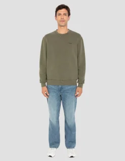 Sweatshirt col rond kaki, effet délavé - KAKI