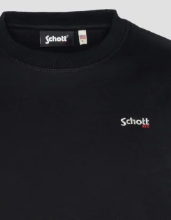 Sweatshirt col rond noir en molleton épais - NOIR