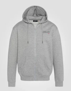 Sweatshirt gris chiné à capuche zippé - GRIS CHINÉ
