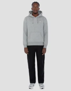 Sweatshirt gris chiné à capuche en molleton épais - GRIS CHINÉ