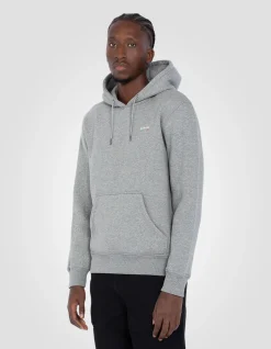 Sweatshirt gris chiné à capuche en molleton épais - GRIS CHINÉ