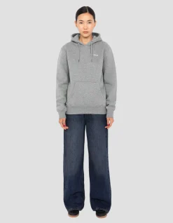 Sweatshirt gris chiné à capuche en molleton épais - GRIS CHINÉ