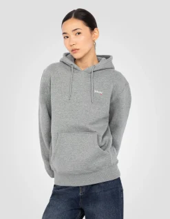 Sweatshirt gris chiné à capuche en molleton épais - GRIS CHINÉ