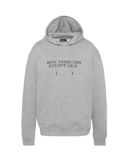 Sweatshirt gris chiné imprimé à capuche - GRIS CHINÉ