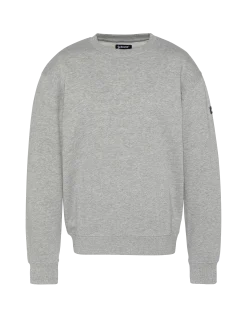 Sweatshirt gris chiné uni col rond - GRIS CHINÉ