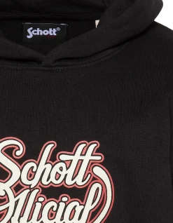 Sweatshirt noir à capuche imprimé Schott Official enfant - NOIR