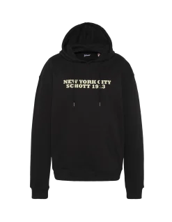 Sweatshirt noir imprimé à capuche - NOIR