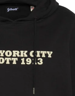 Sweatshirt noir imprimé à capuche - NOIR