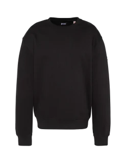 Sweatshirt noir uni col rond - NOIR