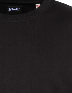 Sweatshirt noir uni col rond - NOIR