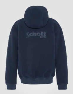Sweatshirt polaire zippé bleu marine à capuche - MARINE