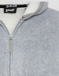Sweatshirt polaire zippé gris chiné à capuche - GRIS CHINÉ