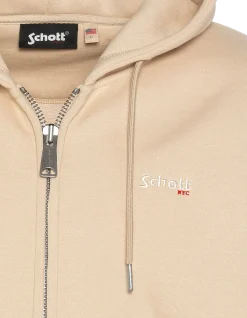 Sweatshirt zippé beige clair à capuche en molleton épais - BEIGE CLAIR