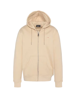 Sweatshirt zippé beige clair à capuche en molleton épais, grande taille - BEIGE CLAIR