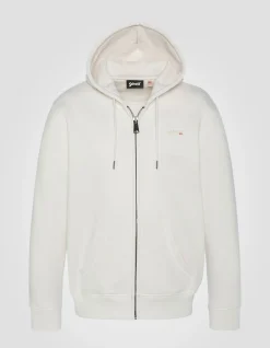 Sweatshirt zippé blanc à capuche en molleton épais - BLANC CASSÉ