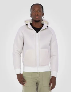 Sweatshirt zippé blanc à capuche - BLANC