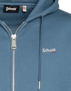 Sweatshirt zippé bleu acier à capuche en molleton épais - BLEU ACIER