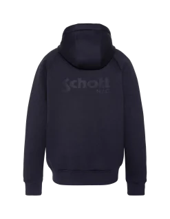 Sweatshirt zippé bleu marine à capuche en Triplux - MARINE
