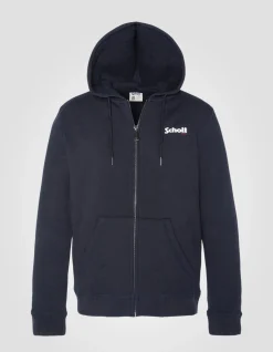 Sweatshirt zippé bleu marine à capuche, grande taille - MARINE