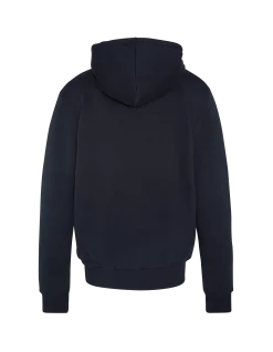 Sweatshirt zippé bleu marine à capuche en molleton épais, grande taille - MARINE