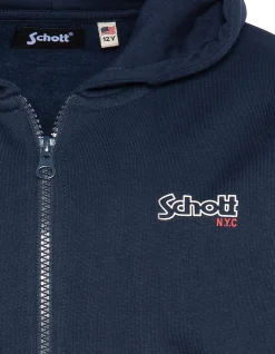 Sweatshirt zippé bleu marine à capuche enfant - MARINE