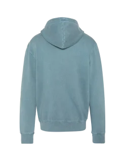 Sweatshirt zippé à capuche bleu minéral, effet délavé - BLEU MINÉRAL