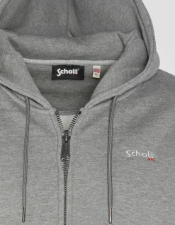 Sweatshirt zippé gris chiné à capuche en molleton épais - GRIS CHINÉ