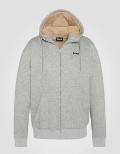 Sweatshirt zippé gris chiné à capuche - GRIS CHINÉ
